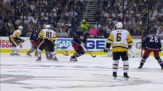 Werenski gets puck to face Rust scores second of the night [upl. by Auqinahs]