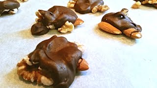 HEALTHY DESSERT RECIPE  CHOCOLATE COVERED ALMONDS AND WALNUTS [upl. by Anir]