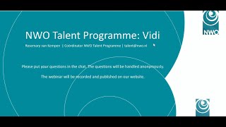 NWO Talent Programme VidiWebinar information meeting 2021 [upl. by Rosel]