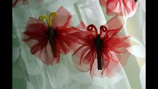 Motyl z tiulu  Tulle butterfly  butterfly craft  motylek  motylki [upl. by Lindbom]