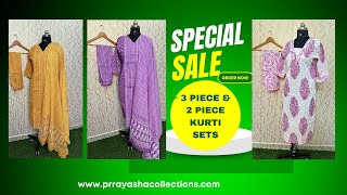 Live 3 Piece amp 2 Piece Kurti Sets Silk Cotton Cotton amp Georgette [upl. by Adieren763]