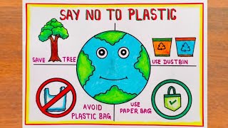 Plastic Mukt Bharat Drawing  How to Draw International Plastic Bag Free Day Poster Drawing Easy [upl. by Rehc]