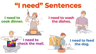 “I need” Sentences  Action Verbs For Beginner Daily English  English Sentences [upl. by Darice330]