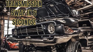 Get Your Car Transmission Replaced Today Watch us swap transmissions in 6 secs took a whole day [upl. by Idnod161]