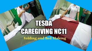 TESDA CAREGIVER TRAINING  Folding and Bed Making [upl. by Whetstone]