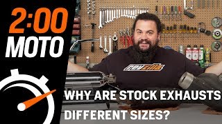 2 Minute Moto  Why are stock exhausts different sizes [upl. by Yltnerb93]