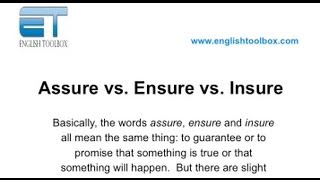 Assure vs Ensure vs Insure [upl. by Brookes164]