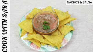 Nachos with Salsa  Perfect recipe of crunchy Nachos  Cook With Sara [upl. by Emilee938]