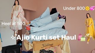 AJIO Summer KURTI SET Haul Heel Unboxing 🛍 [upl. by Ahsatin566]