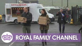 William and Kate Deliver Pizzas for Volunteers at Rugby Club [upl. by Aihsetel]