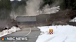 Video shows dramatic landslide during deadly Japanese earthquake [upl. by Dorren]