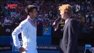 Novak Djokovic Imitates Boris Becker  Australian Open 2014 [upl. by Niamrahc]