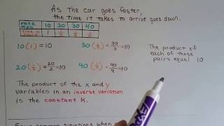 Algebra I 126a Equations involving Inverse Variation [upl. by Tebor929]