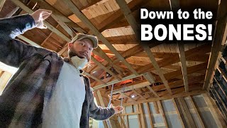 Removing Attic Floor Boards Old Insulation and Ceiling  Bedroom Remodel [upl. by Attolrac377]