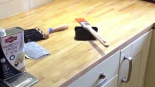 Sanding and oiling a kitchen worktop [upl. by Hairom]