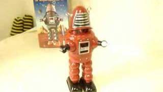 Mechanical Action Planet Robot Tin Windup Toy Red [upl. by Illom]