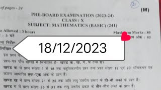 cbse basic maths Pre board paper 202324 class 10 morning Shift class 10th maths question paper [upl. by Etteve]