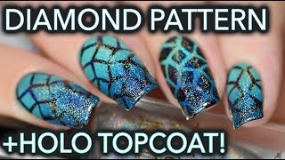 Turquoise diamond gradients  and holo top coat [upl. by Mabelle851]