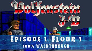 Wolfenstein 3D 100 Walkthrough E1F1 [upl. by Assirek65]