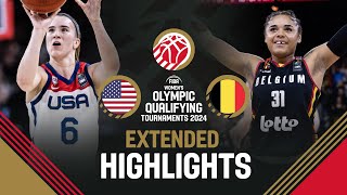 USA 🇺🇸 v Belgium 🇧🇪  Extended Highlights  FIBA Womens OQT 2024 [upl. by Silverts]