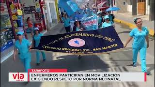 Enfermeros participan en movilización exigiendo respeto por norma neonatal [upl. by Nuahs954]