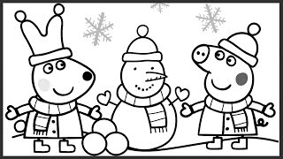 Peppa Pig Best Coloring Book Pages Christmas Edition Coloring Video For Kids [upl. by Erapsag]