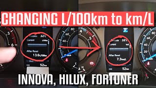 Change Average Fuel Consumption Unit from L100km to kL in Toyota Hilux amp Fortuner [upl. by Honna]