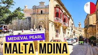 🇲🇹 MALTA  MDINA  Maltese medieval pearl  mini Walking Tour 4K [upl. by Auqinat]