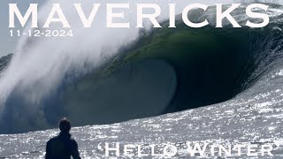 Hello Winter  Mavericks Opening Season Swell  November 12th 2024  Big Wave Surfing [upl. by Naillimixam252]