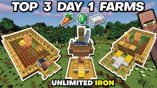 TOP 3 DAY 1 FARMS MINECRAFT  No Redstone [upl. by Ardnuas]