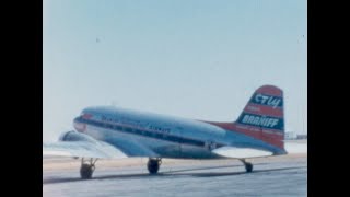 Braniff Douglas DC 3 Departing Amarillo English Field AMA Fall 1952 [upl. by Adiuqram]