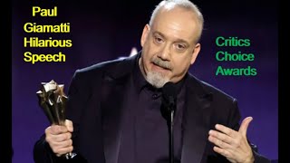 Paul Giamatti Hilarious Speech At Critics Choice Awards 2024 paulgiamatti theholdovers awards [upl. by Twitt]