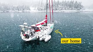 Riding Out a Snowstorm in our Cozy Sailboat in Alaska [upl. by Ixela]