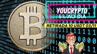 RETIRADA DE 10 USDT YOUCRYPTO  CAIU EM MENOS DE 2 MINUTOS  GANHE 5 AO DIA [upl. by Aehs325]