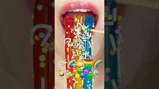 ASMR EMOJI FOOD 🍜🌈🍯🟨🟩🌈🍹🍡🟠🔵🟪🟩🍭 이모지 먹방 sped up [upl. by Pournaras]