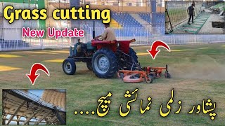 Arbab niaz cricket stadium latest update  Grass cutting and cliding seet work  New update 2023 [upl. by Ayikan]