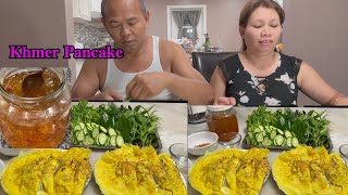 Khmer Pancake ចាក់បាញ់ឆែវស្នូលបង្គារជាមួយដេីមទ្រូងមាន់ [upl. by Sheelagh]