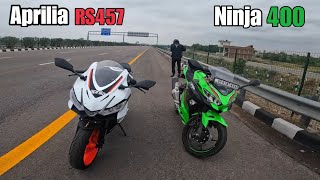 Ninja 400 vs Aprilia RS457  On Public Demand [upl. by Banky]