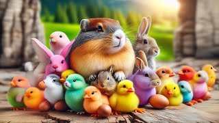 Catch cute chickens colorful chickens rainbow chickens rabbits cute cats ducks guinea pigs [upl. by Noivax]