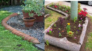 Tendencias de diseños de bordes de jardin con block piedras madera y botellas 🌷 🌱 [upl. by Nilkcaj]