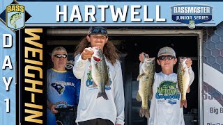 Weighin 2023 Bassmaster Junior Series Championship at Lake Hartwell Day 1 [upl. by Ihana518]