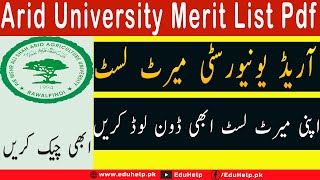 Arid University Merit List 2023 Pdf [upl. by Jestude]