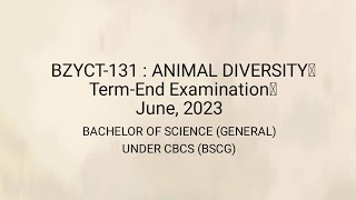 BZYCT 131 Term end paper 🗞️ June 23  BSc  IGNOU ignou animaldiversity bzyct [upl. by Paulsen]