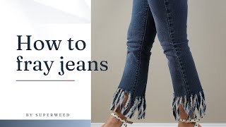 DIY FRAYED JEANS  HOW TO FRAY HEM JEANS  FRING JEANS SPRINGFALL FASHION  วิธีทำยีนส์ฟรุ้งฟริ้ง [upl. by Conall]