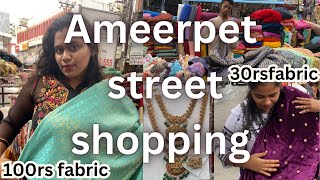 Ameerpet street shopping  Cheapest fabric  streetshopping cheapestfabric jewellery streetfood [upl. by Esinaej]