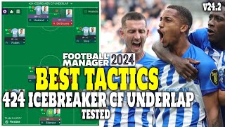 The Best Tactics on FM24 Tested  424 ICEBREAKER CF UNDERLAP  Football Manager 2024 [upl. by Naot332]