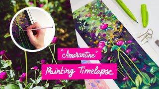 🌷quotAmarantinequot🌷 Acrylic Gouache Painting Timelapse [upl. by Maridel]