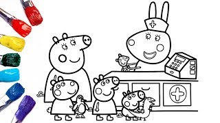 Peppa Pig Goes To Doll Hospital   Peppa Pig Coloring Pages 1080p [upl. by Inttirb]