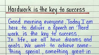 Speech on hard work is the key to success  English topic hard work is the key to success speech [upl. by Christa]