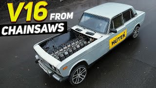 Chainsaw V16 swapped Lada  first drive [upl. by On11]